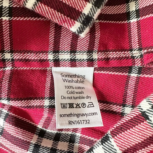 NWT Something Navy Flannel Plaid Ruffle Shirt Sz XL - Picture 10 of 11